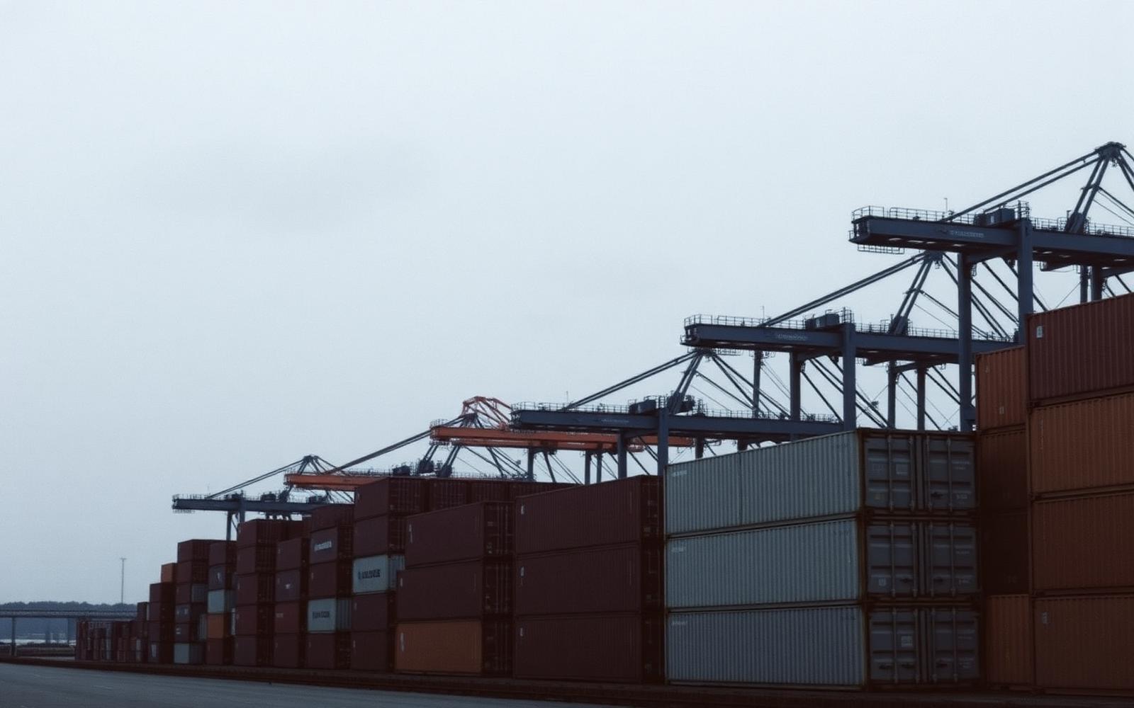 Container terminal under overcast light